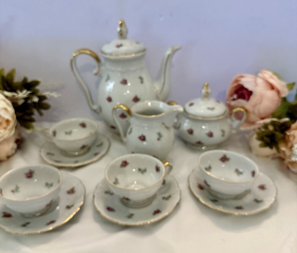 Winterling Bavaria Germany Unique Rosebud White Tea Set A4